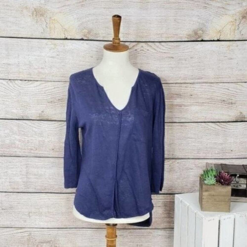 Anthropologie Women’s Seamed Linen Pocket Tee‎ Size Extra Small
